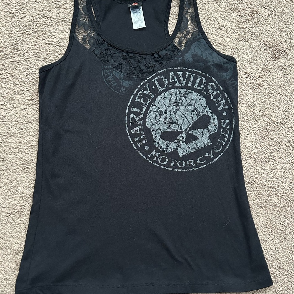 Harley-Davidson Black Sleeveless Tank Top with Skull Logo